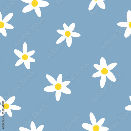 Cute floral pattern. Seamless vector texture. An elegant template for fashionable prints. Print with white flowers . blue background.