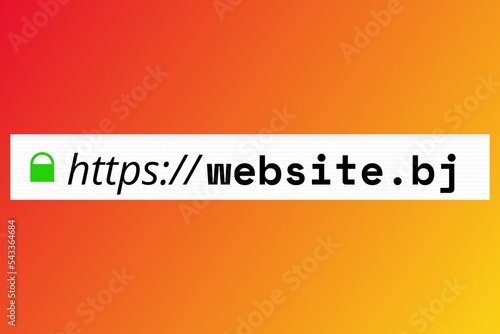 Tableau sur toile bj Endung: Website-URL mit der Endung von Benin in der Adresszeile eines Browser