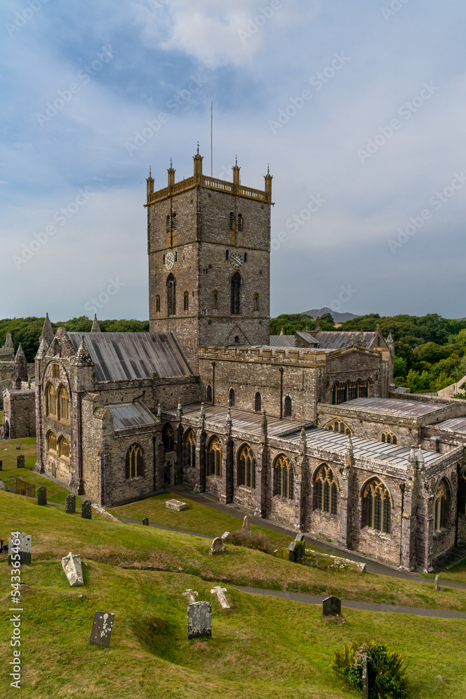 vertical view of the St Davids Cathedral in Pembrokeshire