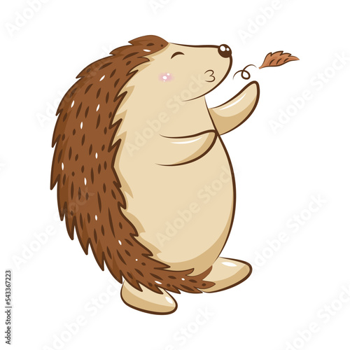 Cartoon Hedgehog Giving Flying Kiss Element On White Background.