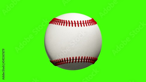 Baseball ball on Green Screen seamless. baseball ball 3D Animation of Spinning Ball 3D rendering