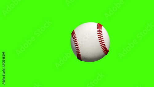 Baseball ball on Green Screen seamless. baseball ball 3D Animation of Spinning Ball 3D rendering