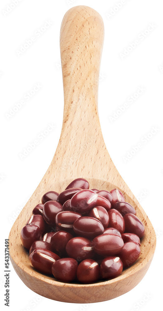 Fototapeta premium Wooden spoon filled with adzuki red bean