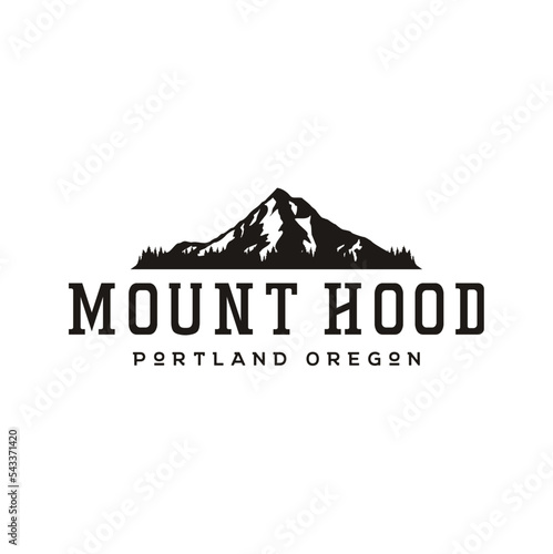 Silhouette of Mount Hood Portland Oregon Mountain logo design