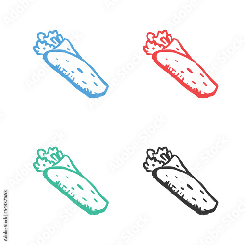 Doner Kebab, shawarma icon, kebab sandwich icon, Turkish doner kebab fast-food vector icons in multiple colors 