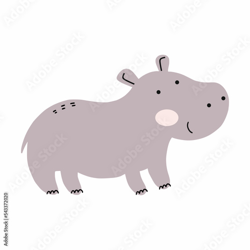 Behemoth on white background. Doodle illustration. African animal. Inhabitants of  savannah.