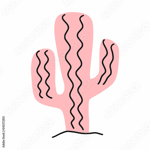 Cactus. Prickly plant. Vector doodle illustration. Sticker.