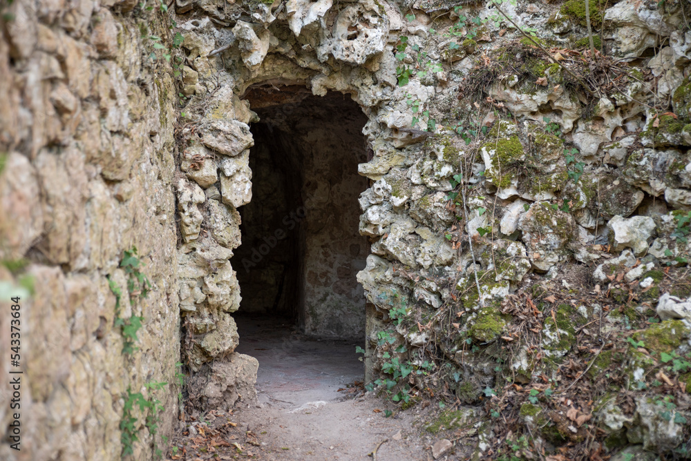 entrance of cave houses in the mountain