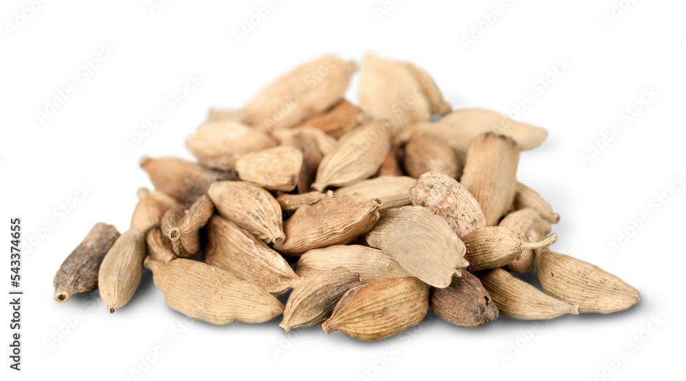 Fototapeta premium Close-up photo of dry spices isolated on white background