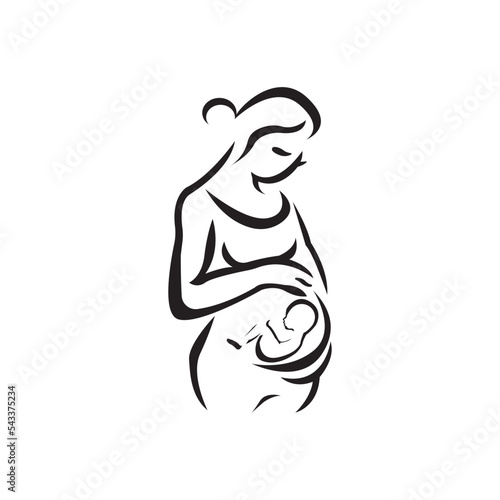 Pregnant mother and fetus icon logo, vector design