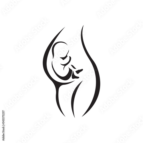 Pregnant mother and fetus icon logo, vector design