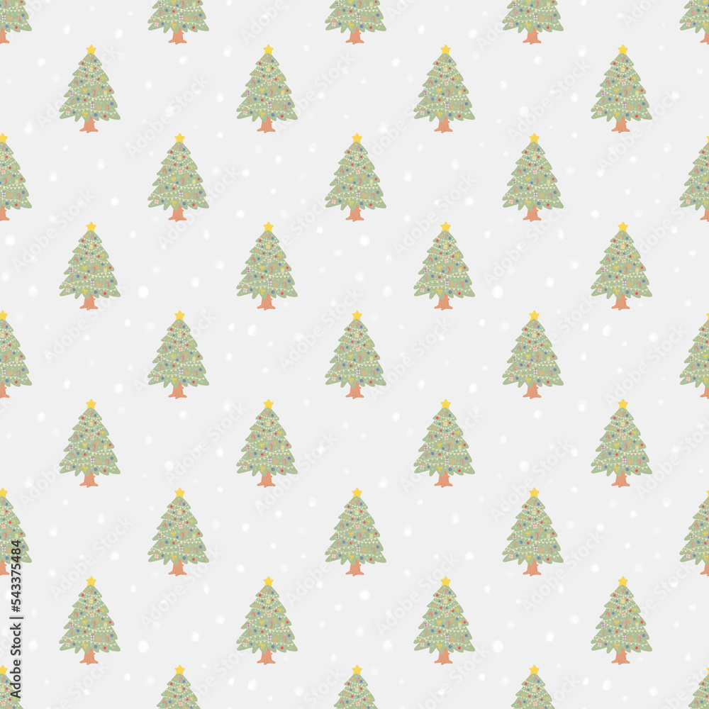 Obraz premium Christmas tree seamless pattern.