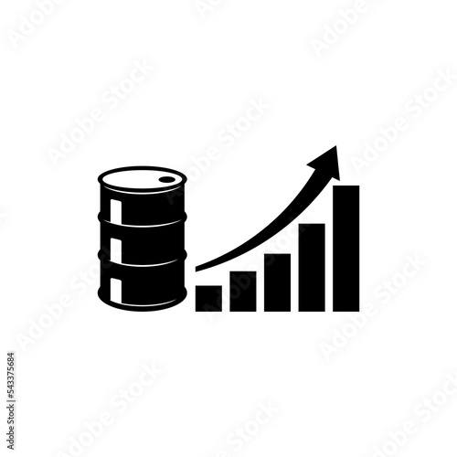 Growth of price for petroleum icon isolated on white background