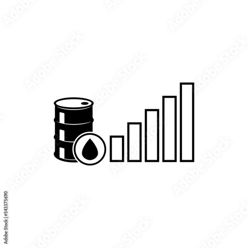 Growth of price for petroleum icon isolated on white background