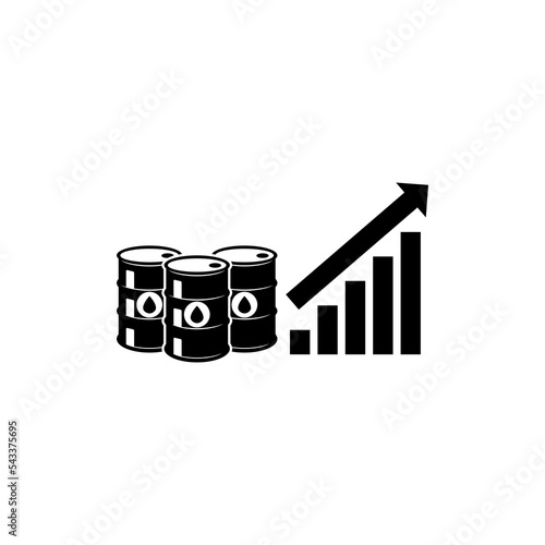 Growth of price for petroleum icon isolated on white background