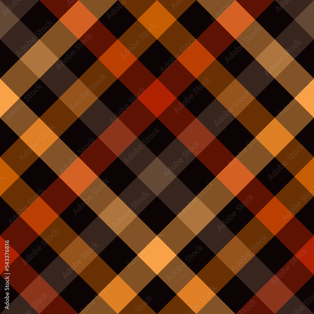 Seamless pattern. Classical cell diagonally. Contrasting red, orange and yellow color on dark brown background. Halloween Color Theme Seamless pattern. Classical cell diagonally. Contrasting red, orange and yellow color on dark brown background. Halloween Color Theme