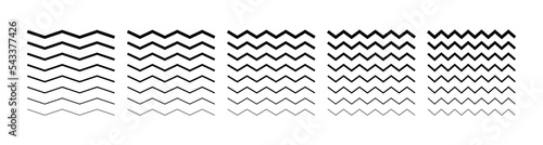 Wave set in abstract style on white background. Decoration element. Geometric design.