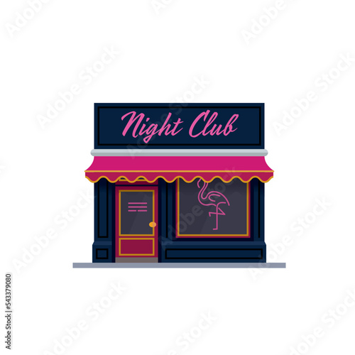Night Club building facade isolated flat design vector illustration