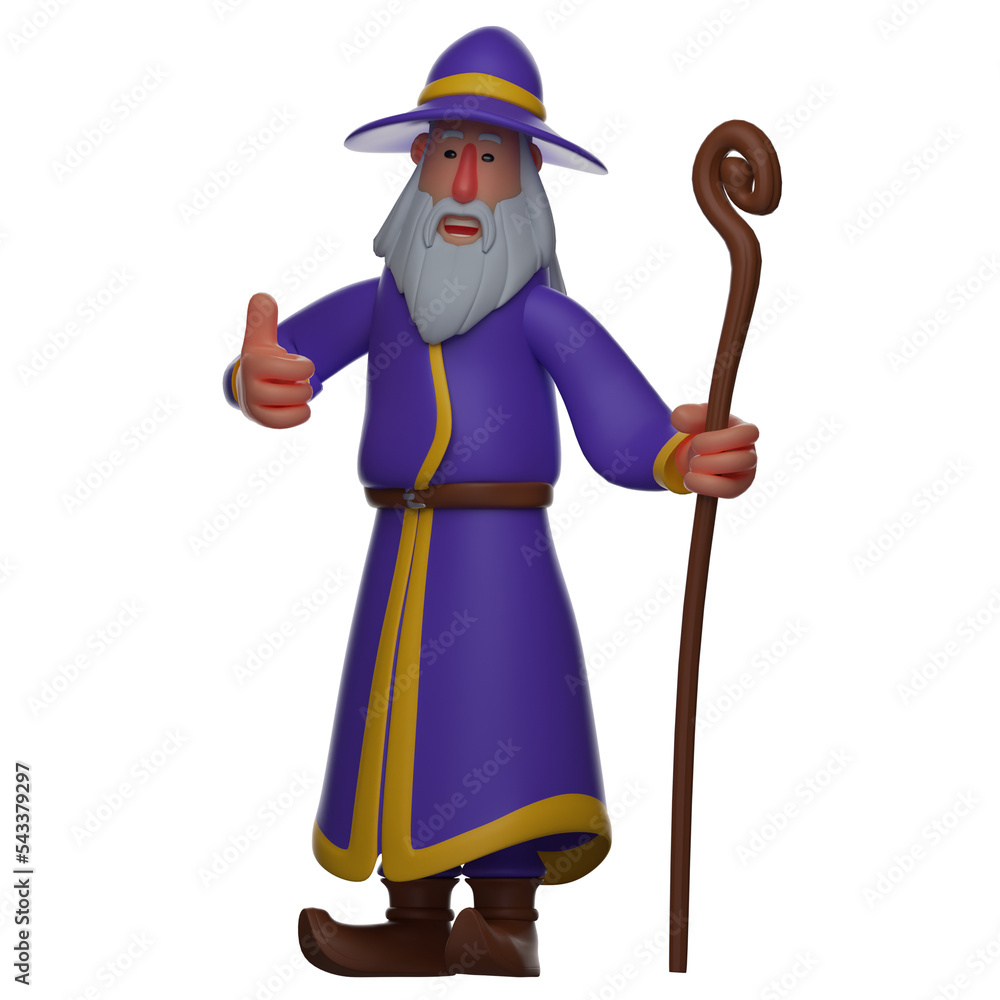 3D illustration. 3D Cartoon Witch thumbs up. has a magic wooden wand. Wear a cool conical hat. 3D Cartoon Character 3D illustration. 3D Cartoon Witch thumbs up. has a magic wooden wand. Wear a cool conical hat. 3D Cartoon Character