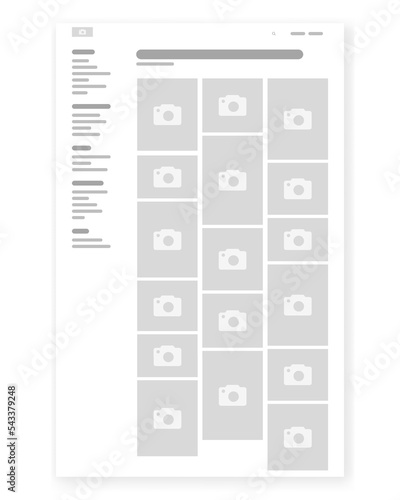 Portfolio gallery Wireframe, Webpage prototype Vector Illustration.
