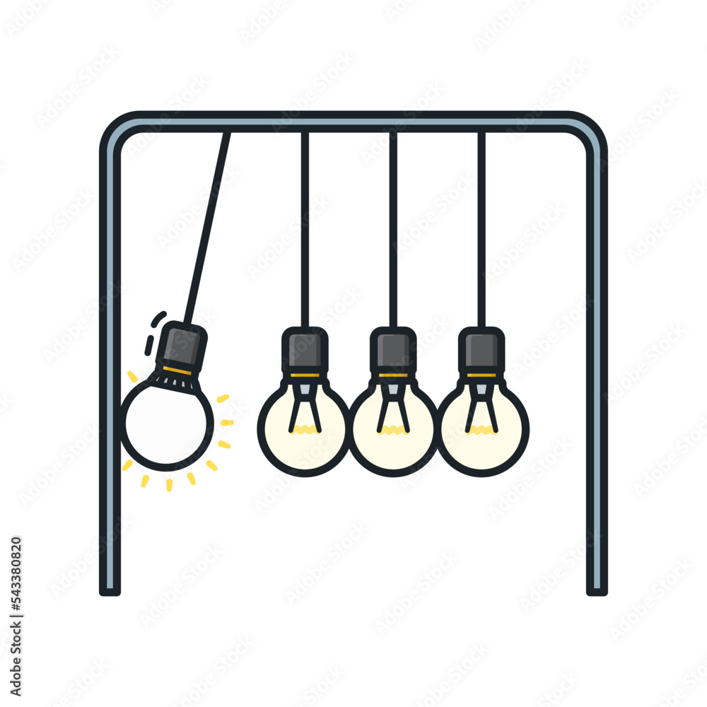 Newton's cradle with LED bulb and classic light bulbs isolated vector illustration for Cut Your Energy Costs Day on January 10 Newton's cradle with LED bulb and classic light bulbs isolated vector illustration for Cut Your Energy Costs Day on January 10