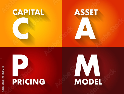CAPM Capital Asset Pricing Model - relationship between systematic risk and expected return for assets, acronym text concept background
