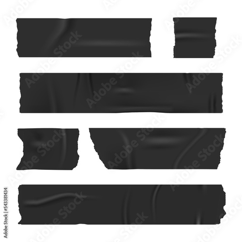 Set of adhesive tape strips on transparent background. Realistic insulating duct tape, sticky strips