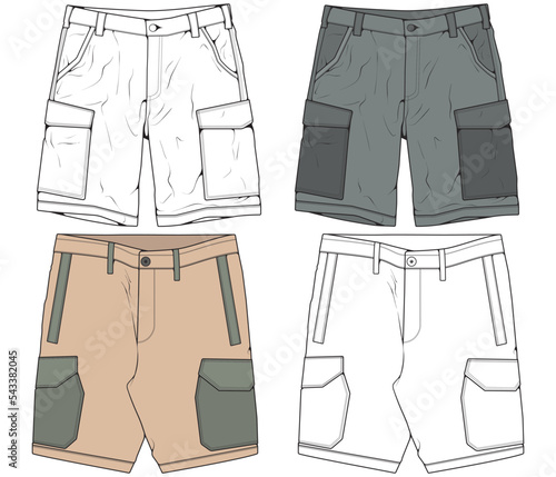 short pants drawing vector, short pants in a sketch style, trainers template, vector Illustration.