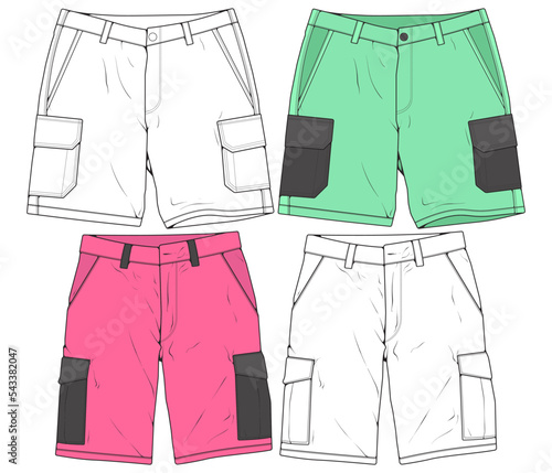 short pants drawing vector, short pants in a sketch style, trainers template, vector Illustration.