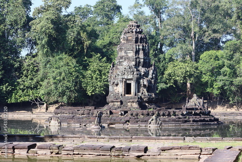 Neak Pean (or Neak Poan) at Angkor, Cambodia is an artificial island with a Buddhist temple on a circular island in Jayatataka Baray. photo