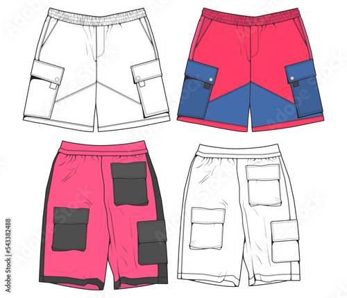 short pants drawing vector, short pants in a sketch style, trainers template, vector Illustration.