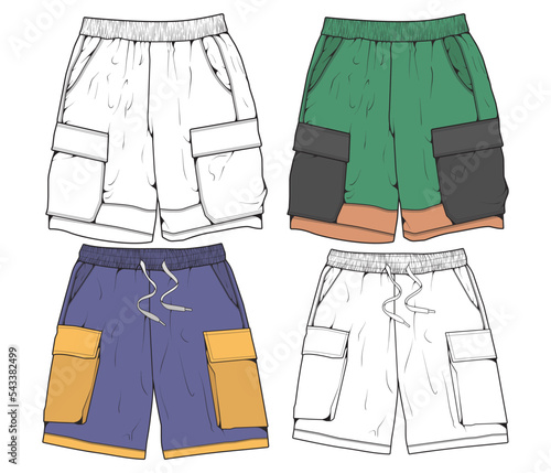 short pants drawing vector, short pants in a sketch style, trainers template, vector Illustration.