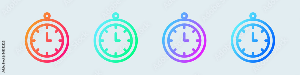 Fototapeta premium Clock line icon in gradient colors. Time signs vector illustration