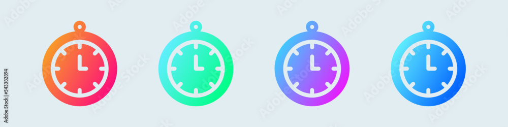 Clock solid icon in gradient colors. Time signs vector illustration Clock solid icon in gradient colors. Time signs vector illustration