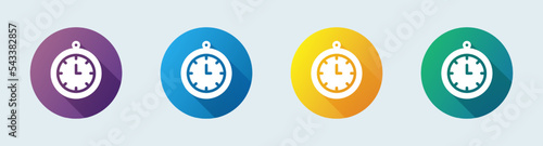 Clock solid icon in flat design style. Time signs vector illustration