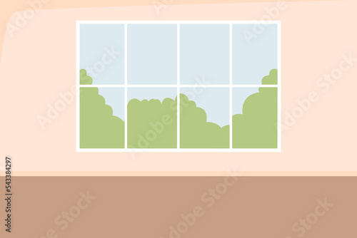 Empty auditorium flat color vector illustration. Institution for education. University and college classroom. Fully editable 2D simple cartoon interior with green walls on background