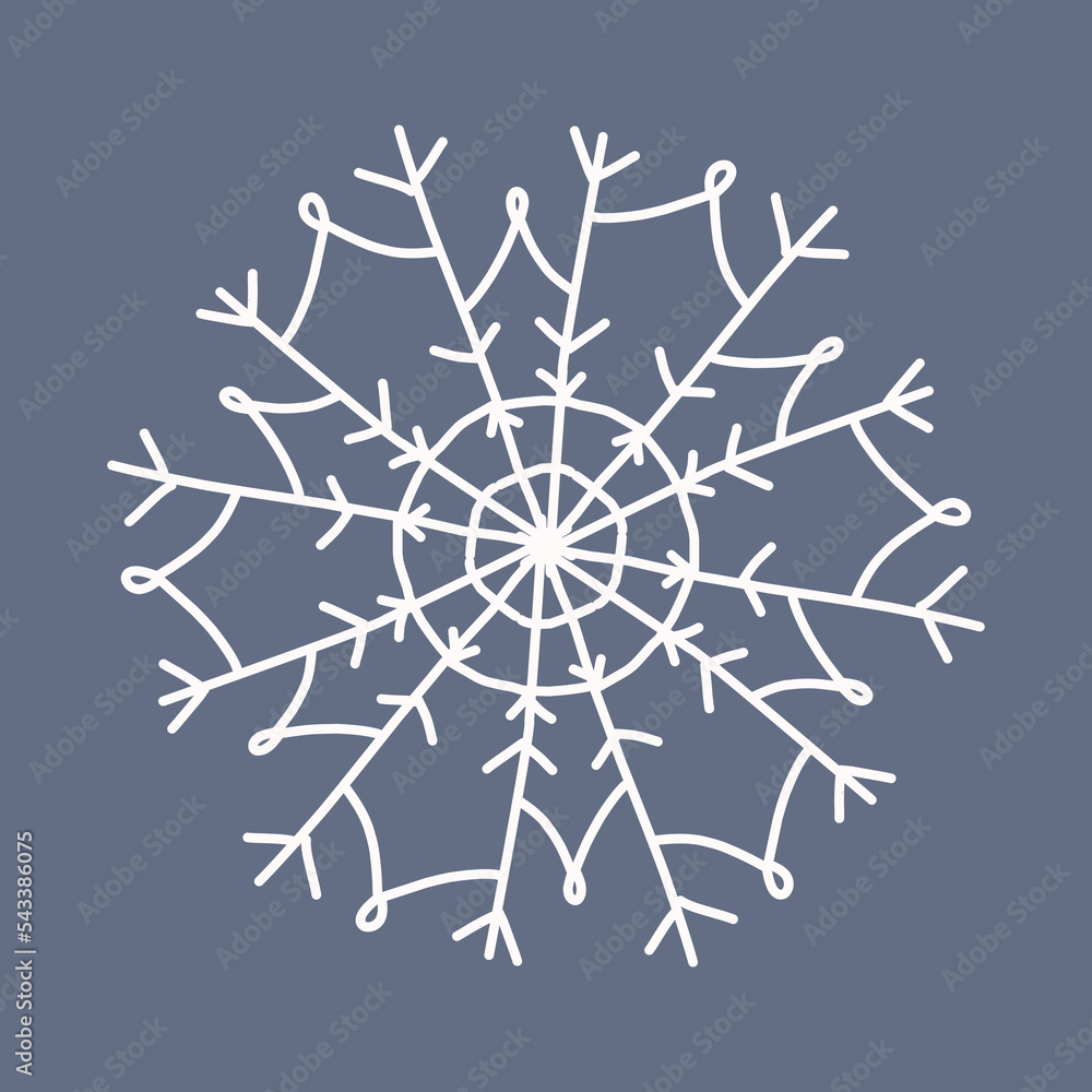 Snowflake in doodle style, winter holiday decoration on background. Snowflake in doodle style, winter holiday decoration on background.