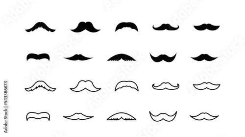 Hipster mustache icon vector set