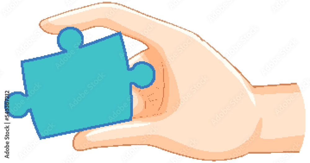 Hand holding a piece of jigsaw Hand holding a piece of jigsaw