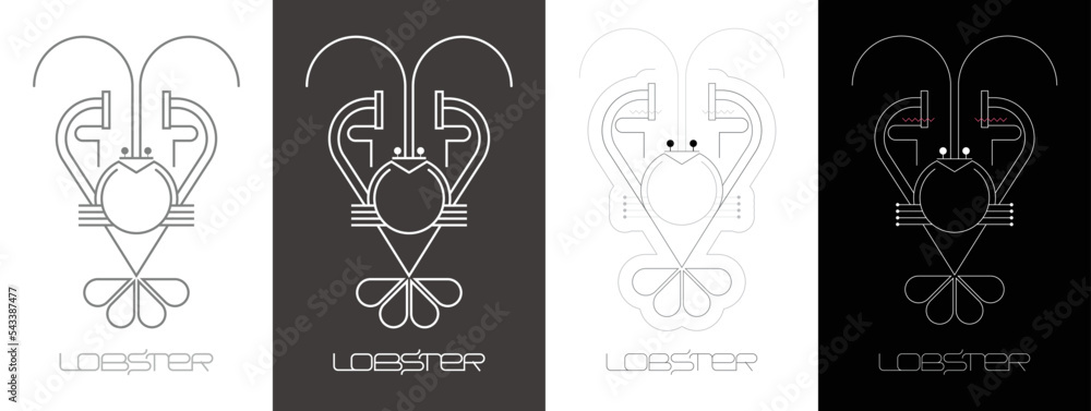 Lobster Logo Line Art Design.
Line art design isolated on a black / on a white background Lobster Logo vector illustration. Three options of a stylized silhouette of a lobster icon. Lobster Logo Line Art Design.
Line art design isolated on a black / on a white background Lobster Logo vector illustration. Three options of a stylized silhouette of a lobster icon.