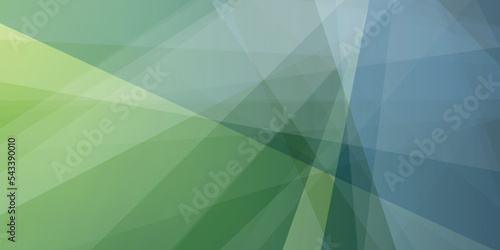 Grey, Green and Blue 3D Glowing Triangle Shaped Translucent Overlaying Planes, Geometric Shapes Pattern, Abstract Futuristic Vector Background, Texture Design, Template