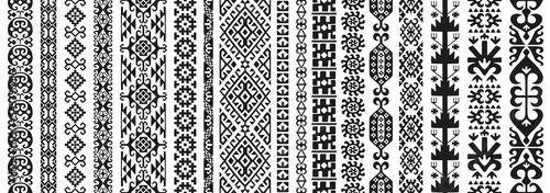 Collection of seamless patterns with Uzbek motifs. Classic geometric textures for carpets. Vector illustration.
