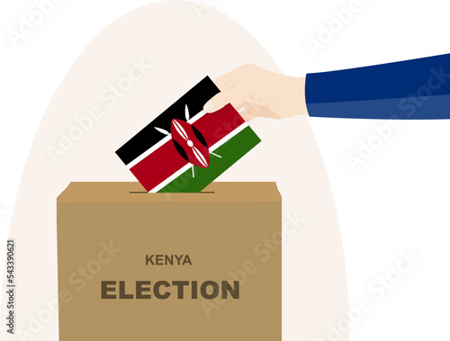 Kenya election and vote concept, man hand and ballot box, election day, Kenya flag vector