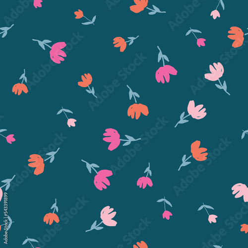 Cute, spaced out, isolated, seamless, print, floral pattern, conversational,  pattern, colorful doodle flowers, hand drawn florals, vector blooms
