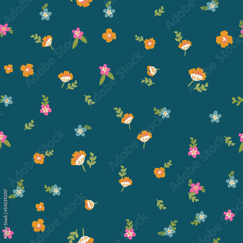 Cute, spaced out, isolated, seamless, print, floral pattern, conversational,  pattern, colorful doodle flowers, hand drawn florals, vector blooms