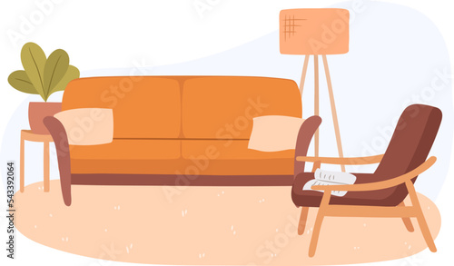 Living room or therapist's office concept. Cozy Scandinavian interior