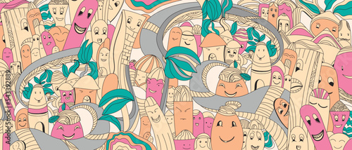 city life colorful vector doodle cartoon background illustration