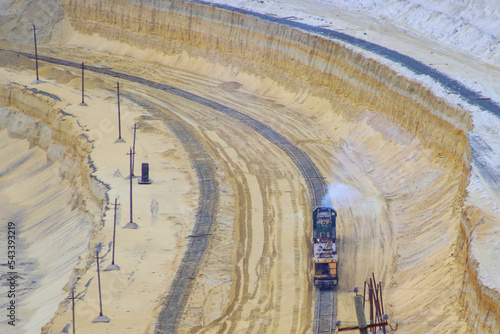 Train in the sand quarry