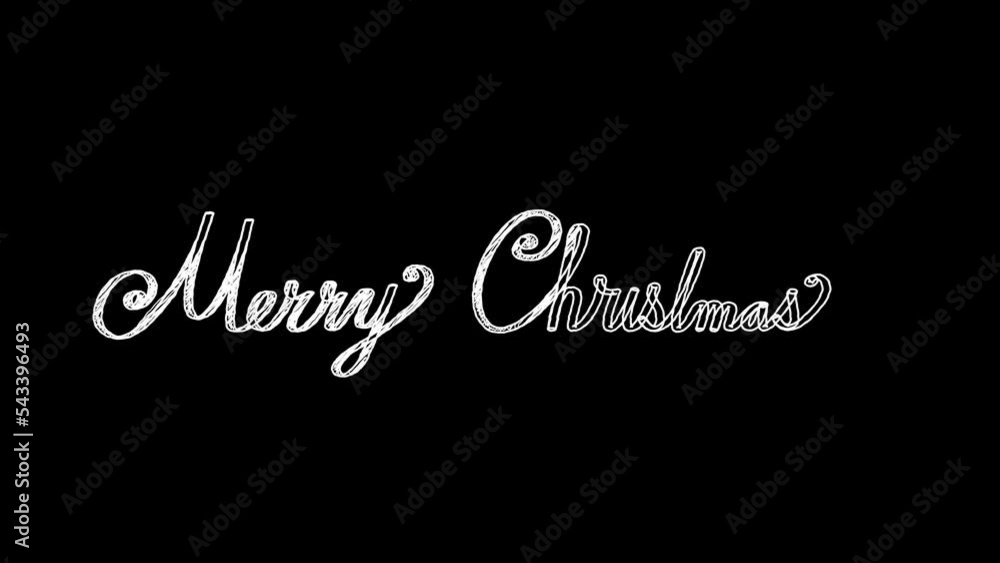 Merry Christmas and hand-drawn animation on Alpha channel White chalk English Merry Christmas and hand-drawn animation on Alpha channel White chalk English
