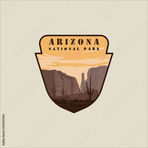 arizona emblem logo vector illustration template graphic design. sign or symbol national park sticker patch for travel company